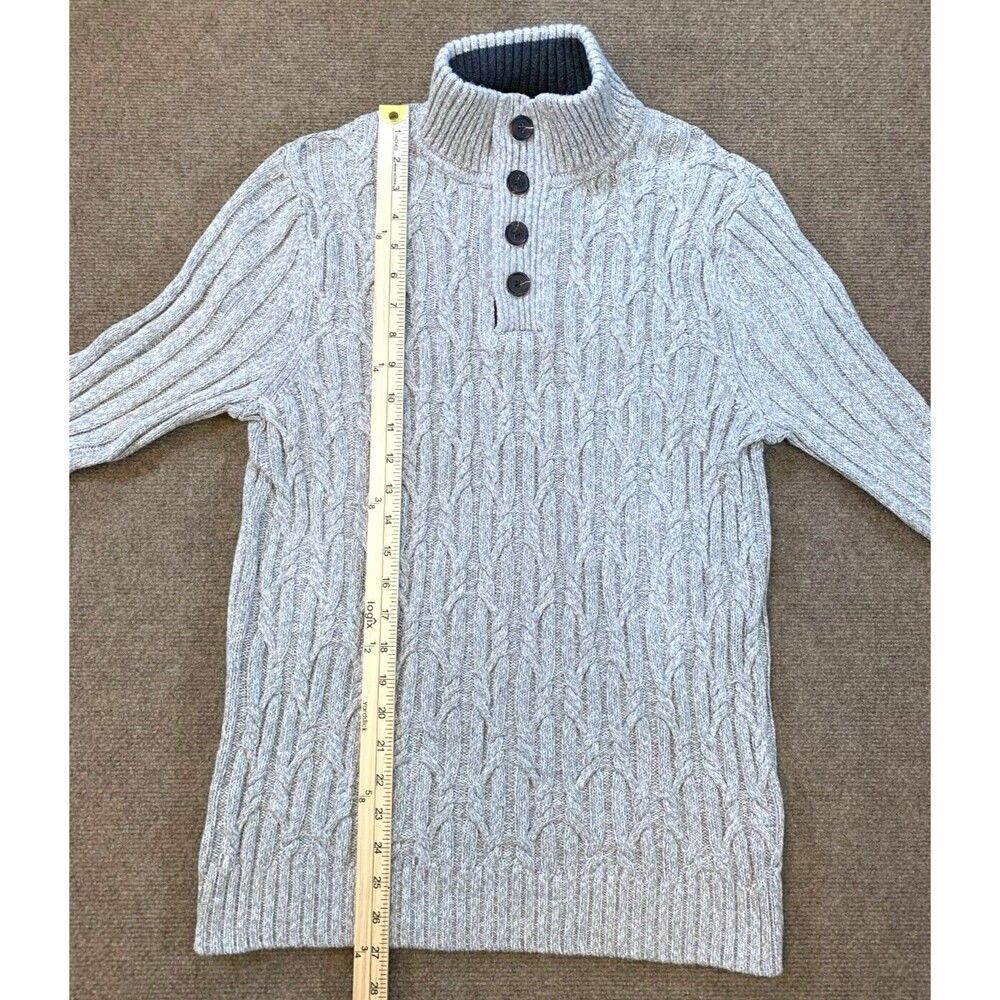 Tasso Elba Sweater Mens M Cable Chunky Henley Fisherman Long Sleeve Pullover - Picture 3 of 6